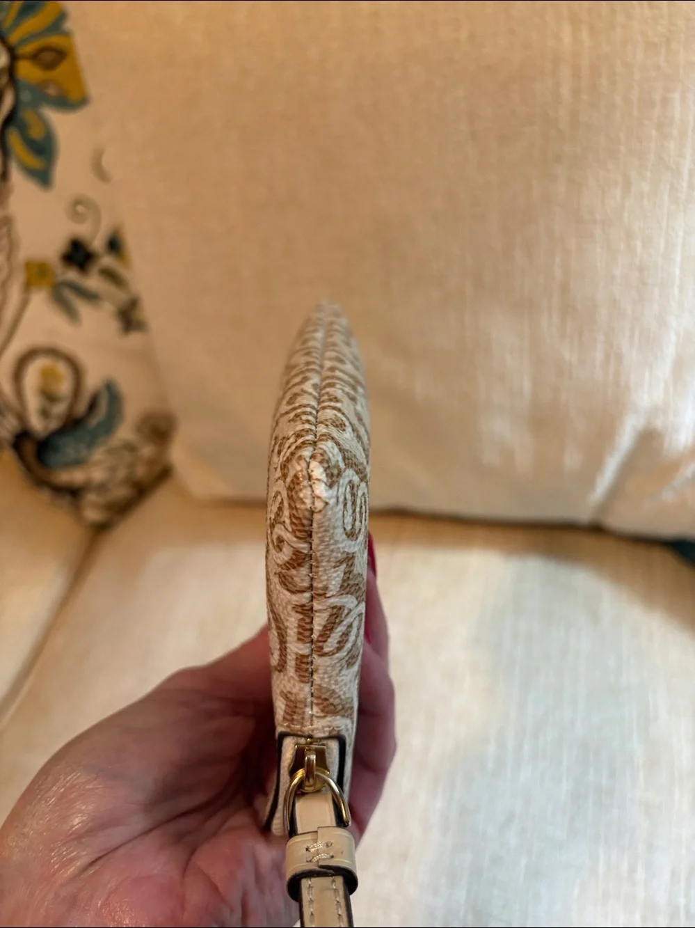 Coach Beige & Cream Signature Wristlet
